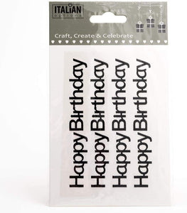 Italian Options - HAPPY BIRTHDAY Stickers - Black Glitter