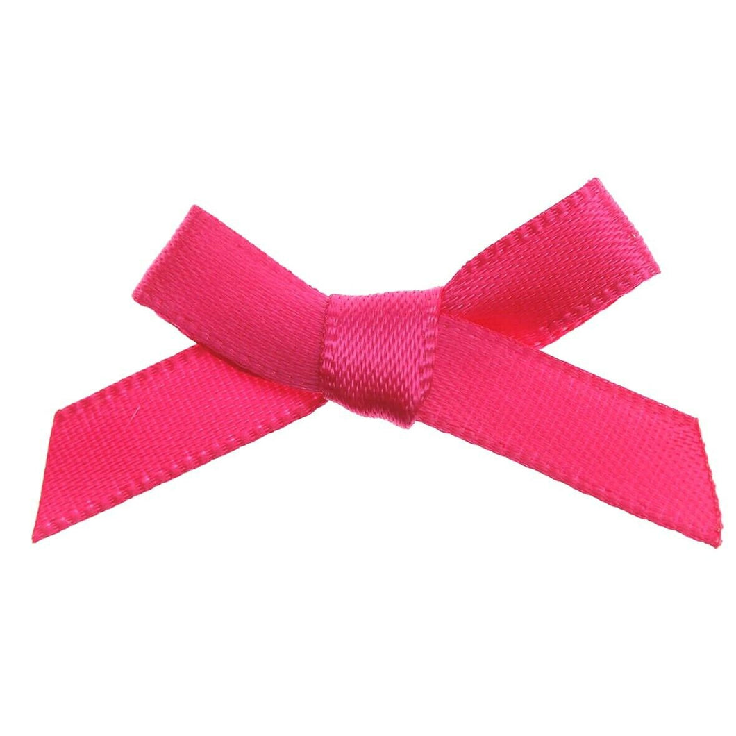thecraftshop.net Trucraft - 3cm / 7mm Satin Ribbon Mini Craft Bows - HOT PINK - Pack of 20 