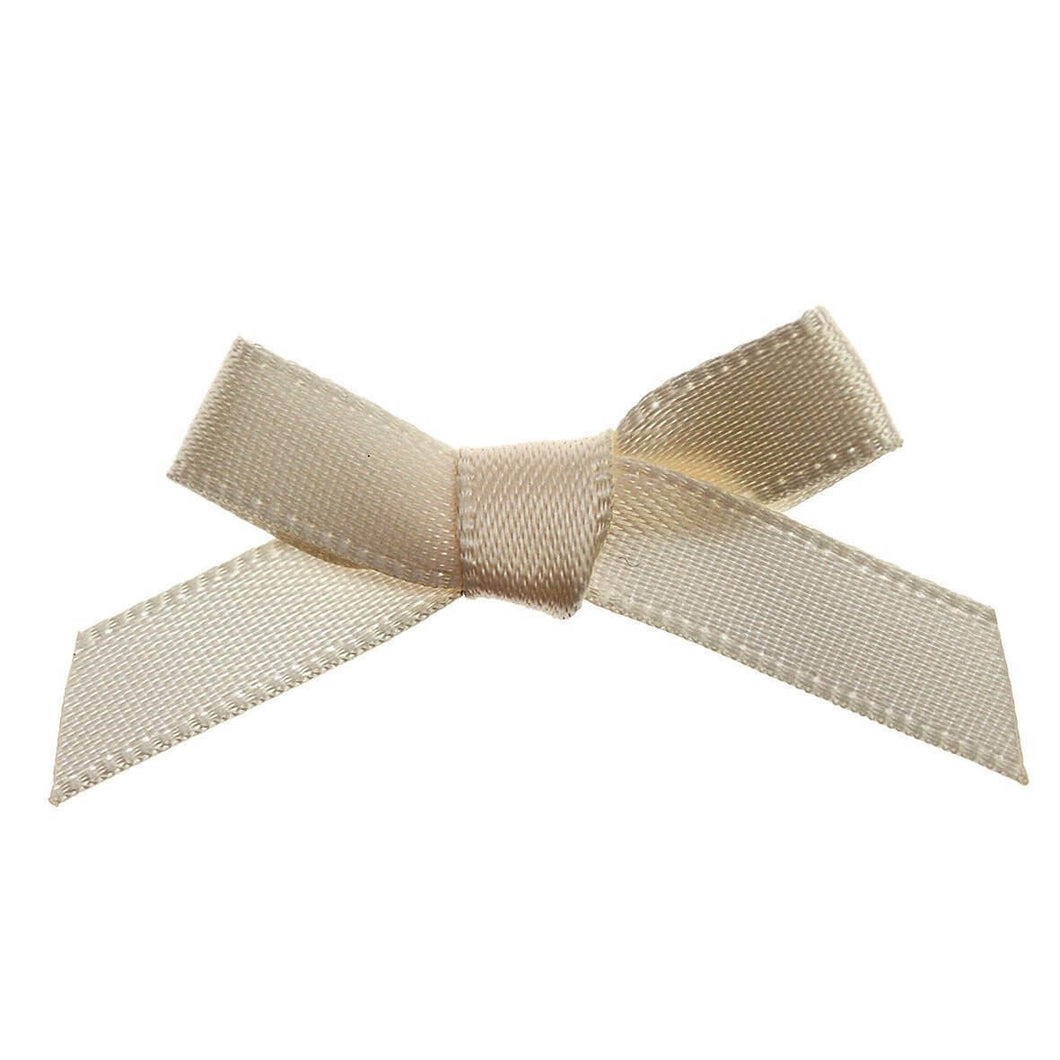 thecraftshop.net Trucraft - 3cm / 7mm Satin Ribbon Mini Craft Bows - CREAM IVORY - Pack of 20