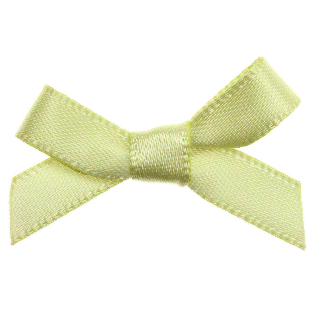 thecraftshop.net Trucraft - 3cm / 7mm Satin Ribbon Mini Craft Bows - LEMON - Pack of 20
