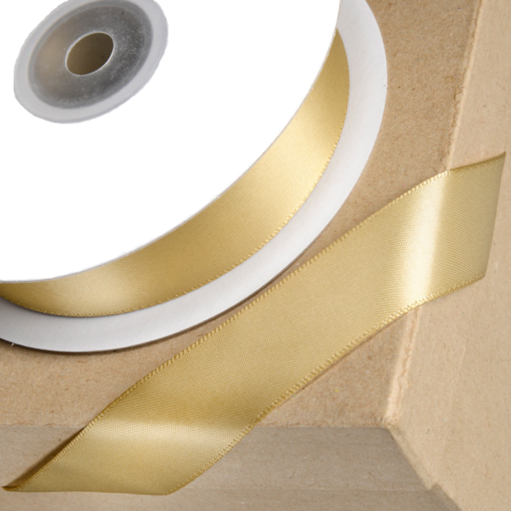 Trucraft - Double Sided Satin Craft Ribbon - 15mm x 2m Length - Light Gold
