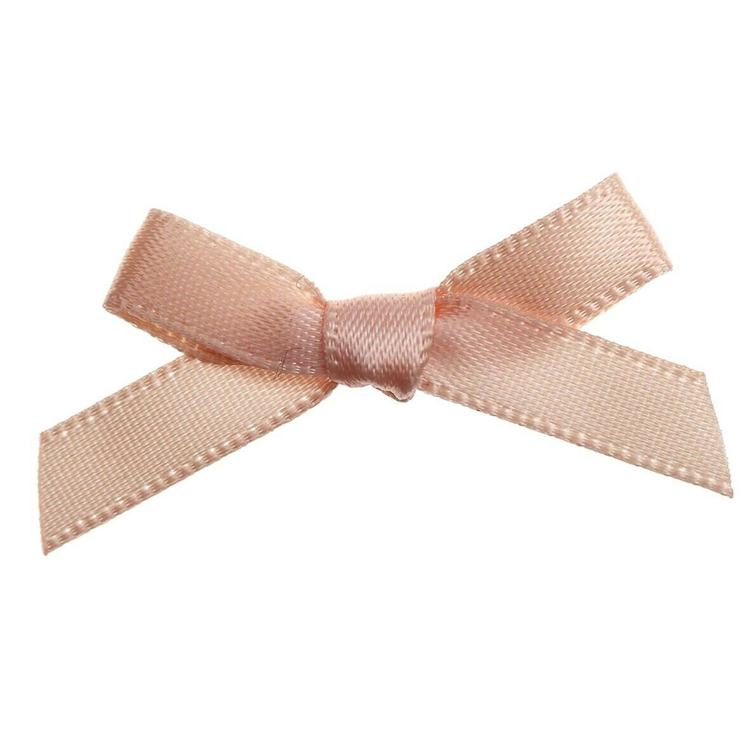 thecraftshop.net Trucraft - 3cm / 7mm Satin Ribbon Mini Craft Bows - PEACH - Pack of 20