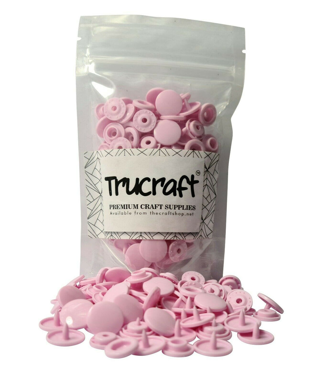 Trucraft - Plastic Snaps - 50 Sets - B18 Glossy Pastel Pink - Size 20 T5