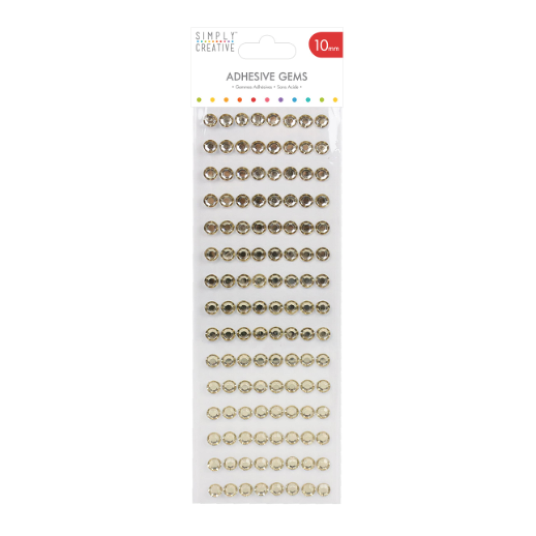 Simply Creative - Adhesive Gems - Gold - 10mm Sheet of 120