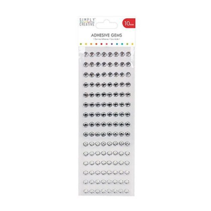 Simply Creative - Adhesive Gems - Silver - 10mm Sheet of 120