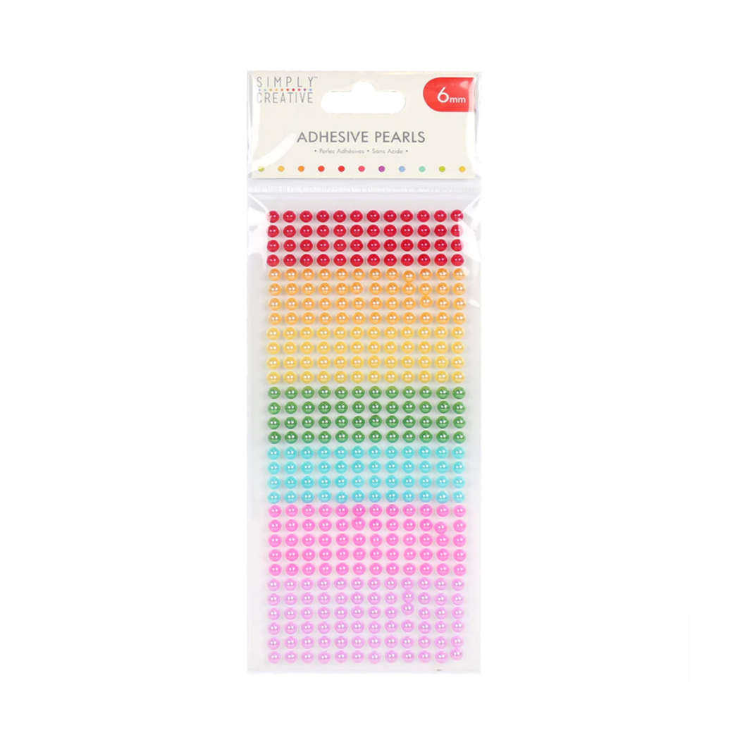 Simply Creative - Adhesive Half Pearls - Rainbow Colours - 6mm - Sheet of 372