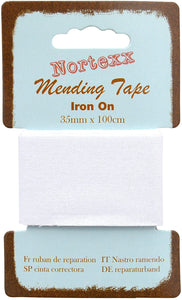 WWW.THECRAFTSHOP.NET Nortexx - Iron on Mending Tape - WHITE - 35mm Wide x 1m