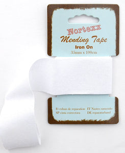 WWW.THECRAFTSHOP.NET Nortexx - Iron on Mending Tape - WHITE - 35mm Wide x 1m