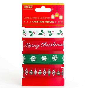 thecraftshop.net Italian Options - Traditional Christmas Ribbons 8M (4 Designs - 2m)