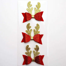 Load image into Gallery viewer, www.thecraftshop.net Italian Options - Glitter Antler Bows Christmas Card Toppers - Pack of 3
