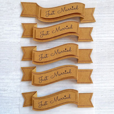thecraftshop.net Italian Options - JUST MARRIED - 3D Banner Embellishments - Kraft Brown