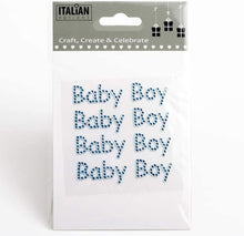 Load image into Gallery viewer, thecraftshop.net Italian Options - Baby Boy - Blue Diamante Craft Stickers
