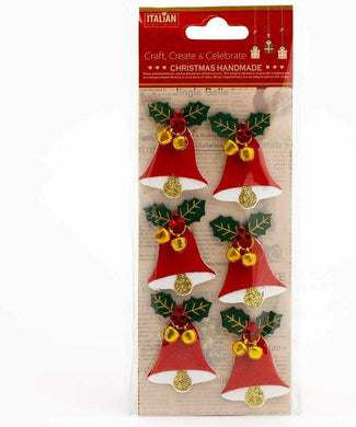 thecraftshop.net Italian Options - Glitter Jingle Bells Christmas Card Toppers - Pack of 6