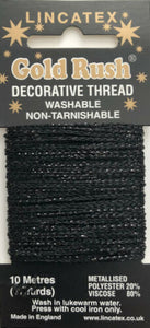 WWW.THECRAFSTHOP.NET Lincatex Gold Rush Metallic Decorative Glitter Embroidery Thread 10m - BLACK