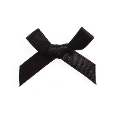 thecraftshop.net Trucraft - 3cm / 7mm Satin Ribbon Mini Craft Bows - BLACK - Pack of 20