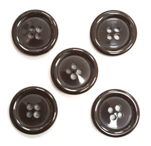 Trucraft - Brown Flat Coat Buttons - 4 Hole - Size 30 / 19mm - Pack of 5