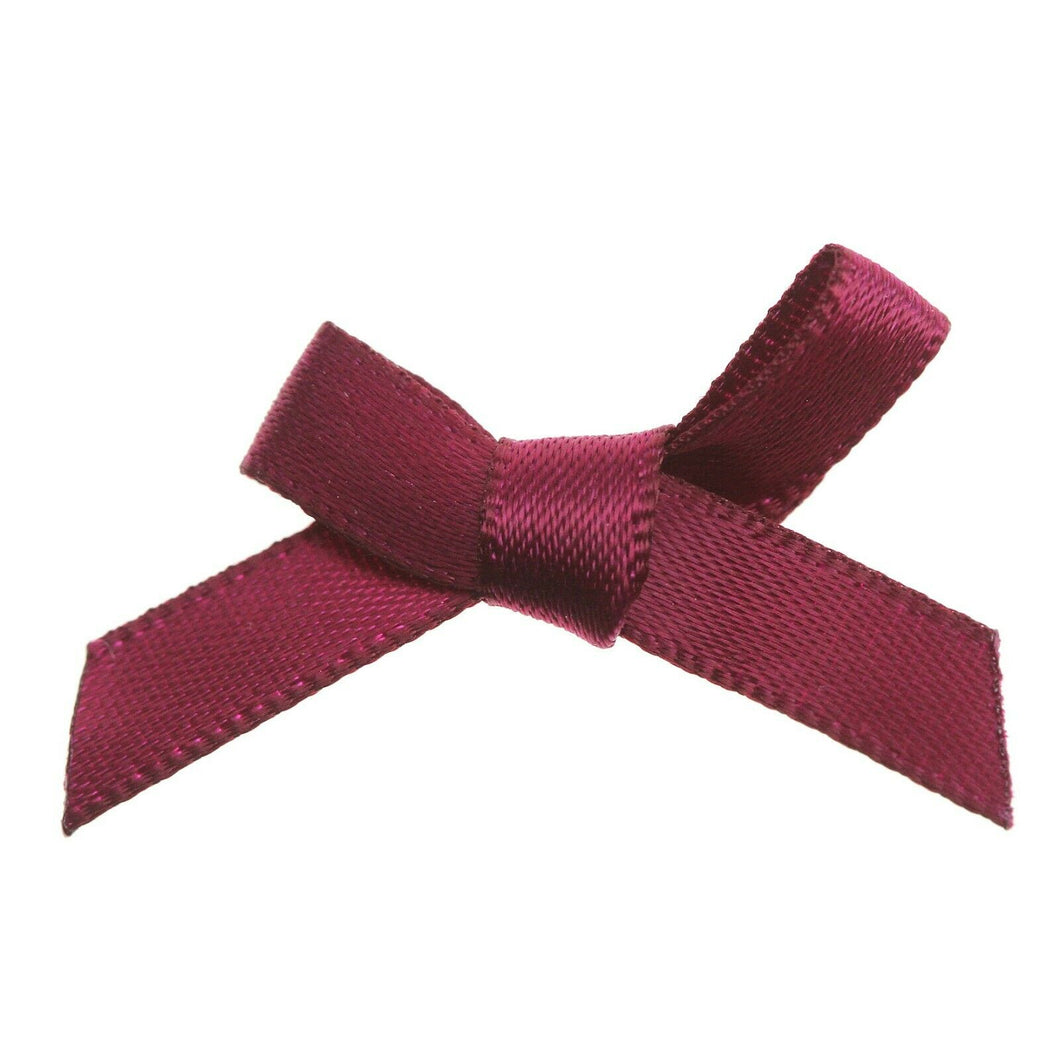 thecraftshop.net Trucraft - 3cm / 7mm Satin Ribbon Mini Craft Bows - BURGUNDY WINE - Pack of 20