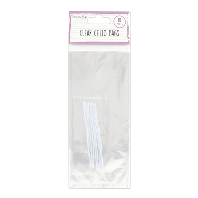 thecraftshop.net Dovecraft Essentials - Clear Cello Bags with Ties - Pack of 10 