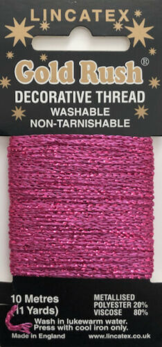www.thecraftshop.net Lincatex Gold Rush Metallic Decorative Glitter Embroidery Thread 10m - CERISE