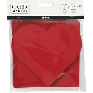 www.thecraftshop.net Creativ - 5" Textured Heart Shaped Blank Cards with Envelopes - Pack of 10 - RED