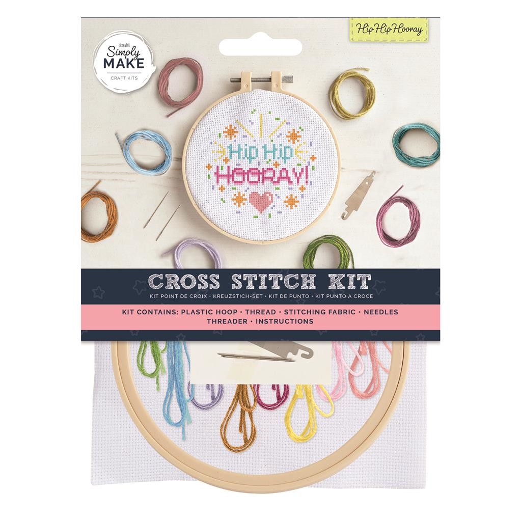 DoCrafts - Simply Make - Cross Stitch Kit - Hip Hip Hooray