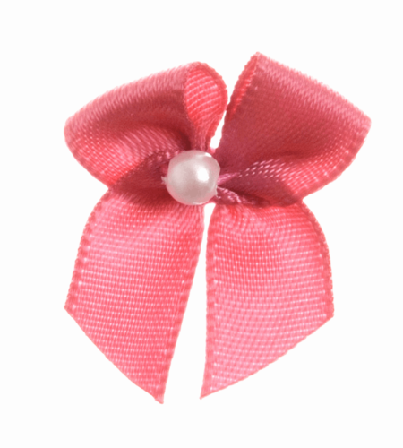 Trucraft - 22mm Dainty Satin Ribbon and Single Pearl Bows - Blush Pink - Pack of 10