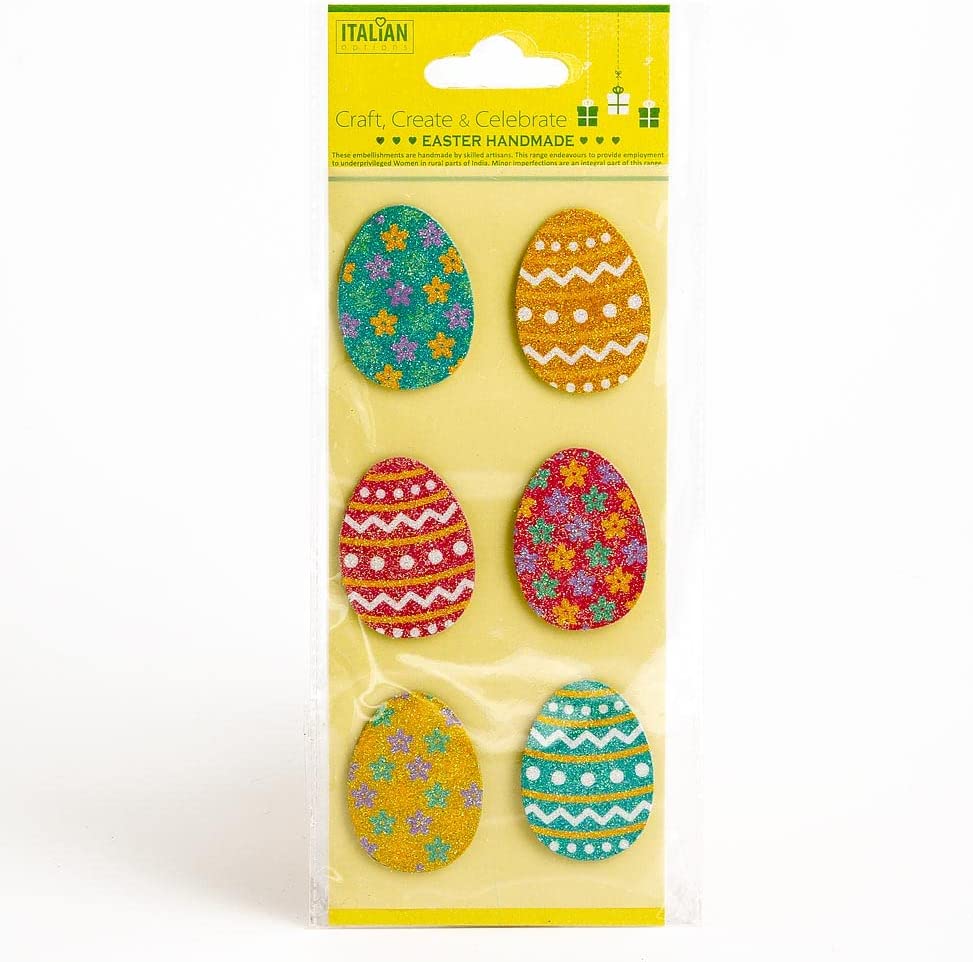 Italian Options - Glitter Easter Eggs Card Toppers - Sheet of 6