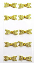 Load image into Gallery viewer, thecraftshop.net Italian Options - Gold Glitter Fancy Bows Christmas Card Toppers - Pack of 10
