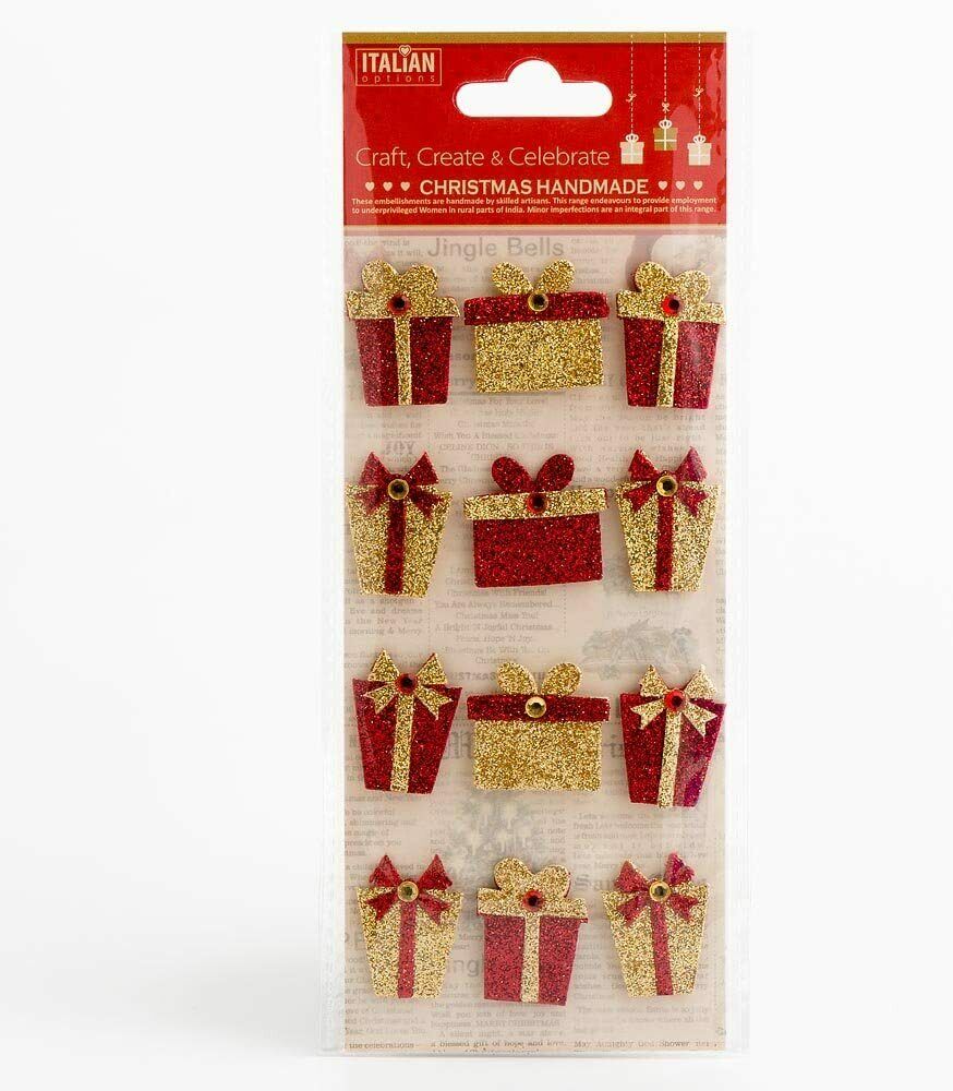 thecraftshop.net Italian Options - Glitter Presents Christmas Card Toppers - Pack of 12