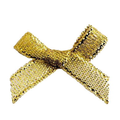 Trucraft - 3cm / 7mm Satin Ribbon Mini Craft Bows - METALLIC GOLD - Pack of 20