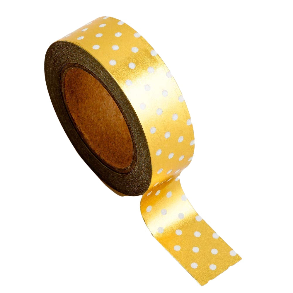 www.thecraftshop.net Italian Options - Washi Tape - 15mm x 10m Roll - Gold Polka Dot