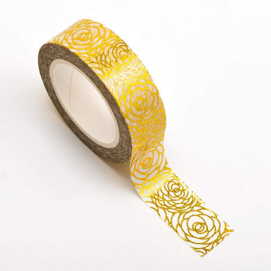 www.thecraftshop.net Italian Options - Washi Tape - 15mm x 10m Roll - Gold Rose Floral