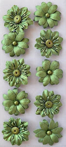 thecraftshop.net Italian Options - Handcrafted Metallic Paper Flowers - Green 