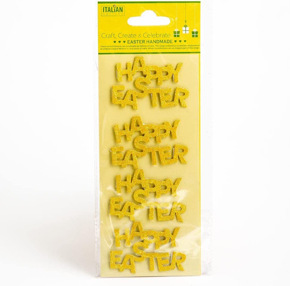 Italian Options - Glitter Happy Easter Card Toppers - Sheet of 4
