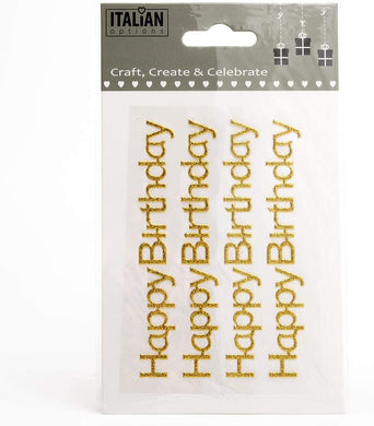 Italian Options - HAPPY BIRTHDAY Stickers - Gold Glitter