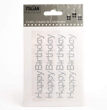 Load image into Gallery viewer, THECRAFTSHOP.NET Italian Options - HAPPY BIRTHDAY Stickers - Silver Glitter
