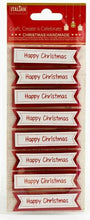 Load image into Gallery viewer, thecraftshop.net Italian Options - Happy Christmas Red 3D Banner Card Toppers - Pack of 8

