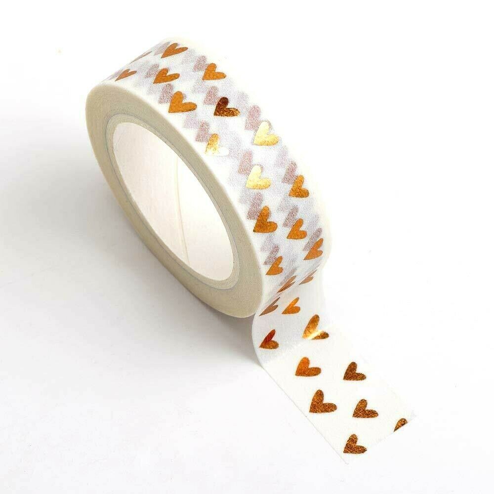 www.thecrafsthop.net Italian Options - Washi Tape - 15mm x 10m Roll - Rose Gold Hearts