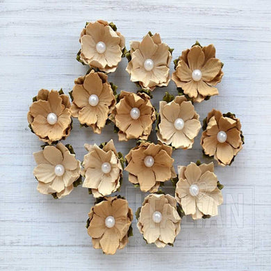 thecraftshop.net Italian Options - Handcrafted Paper Flowers 3cm x 14 - Caramel