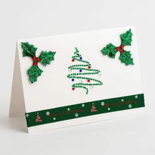 Load image into Gallery viewer, Italian Options - Glitter Holly Christmas Card Toppers - Pack of 12
