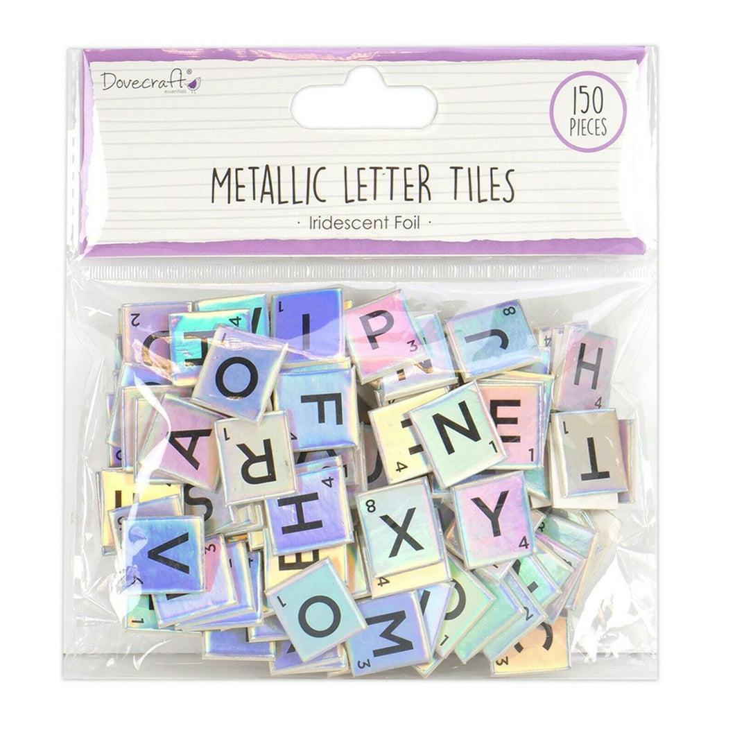 thecraftshop.net Dovecraft - Scrabble Letter Tiles - 2cm x 150 - SILVER IRIDESCENT
