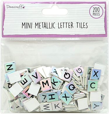 thecraftshop.net Dovecraft - Mini Scrabble Letter Tiles - 1cm x 200 - SILVER IRIDESCENT