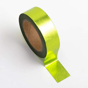www.thecraftshop.net Italian Options - Washi Tape - 15mm x 10m Roll - Lime Metallic
