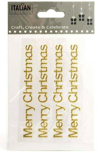 thecraftshop.net Italian Options - MERRY CHRISTMAS Stickers - Gold Glitter