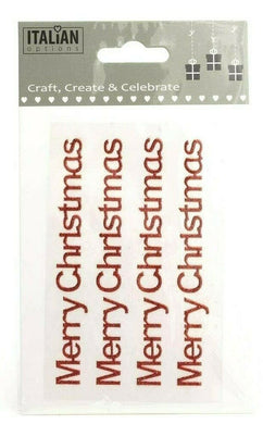 thecraftshop.net Italian Options - MERRY CHRISTMAS Stickers - Red Glitter