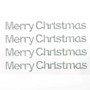 thecraftshop.net Italian Options - MERRY CHRISTMAS Stickers - Silver Glitter