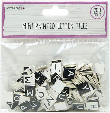 thecraftshop.net Dovecraft - Mini Scrabble Letter Tiles - 1cm x 200 - BLACK & WHITE