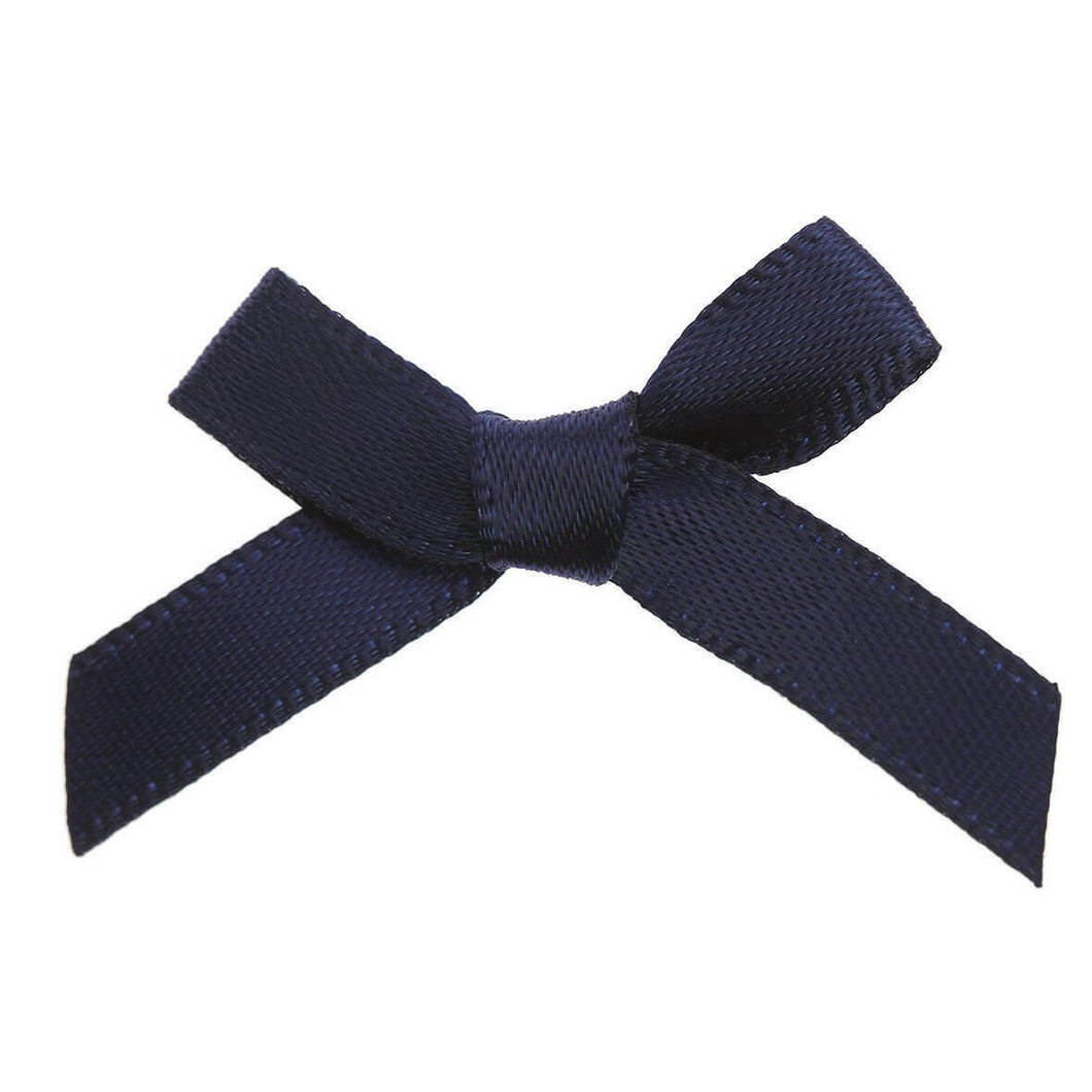 thecraftshop.net Trucraft - 3cm / 7mm Satin Ribbon Mini Craft Bows - NAVY BLUE - Pack of 20