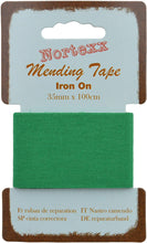 Load image into Gallery viewer, www.thecraftshop.net Nortexx - Iron on Mending Tape - GREEN - 35mm Wide x 1m
