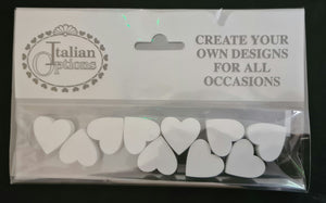 thecraftshop.net Italian Options - White Chunky Wooden Hearts - Self Adhesive - Pack of 10